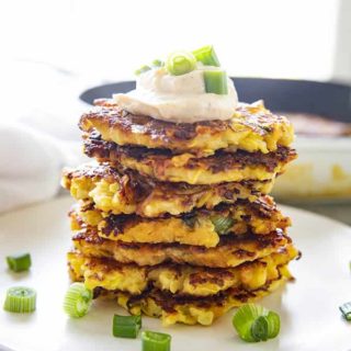 squash patties stacked on plate
