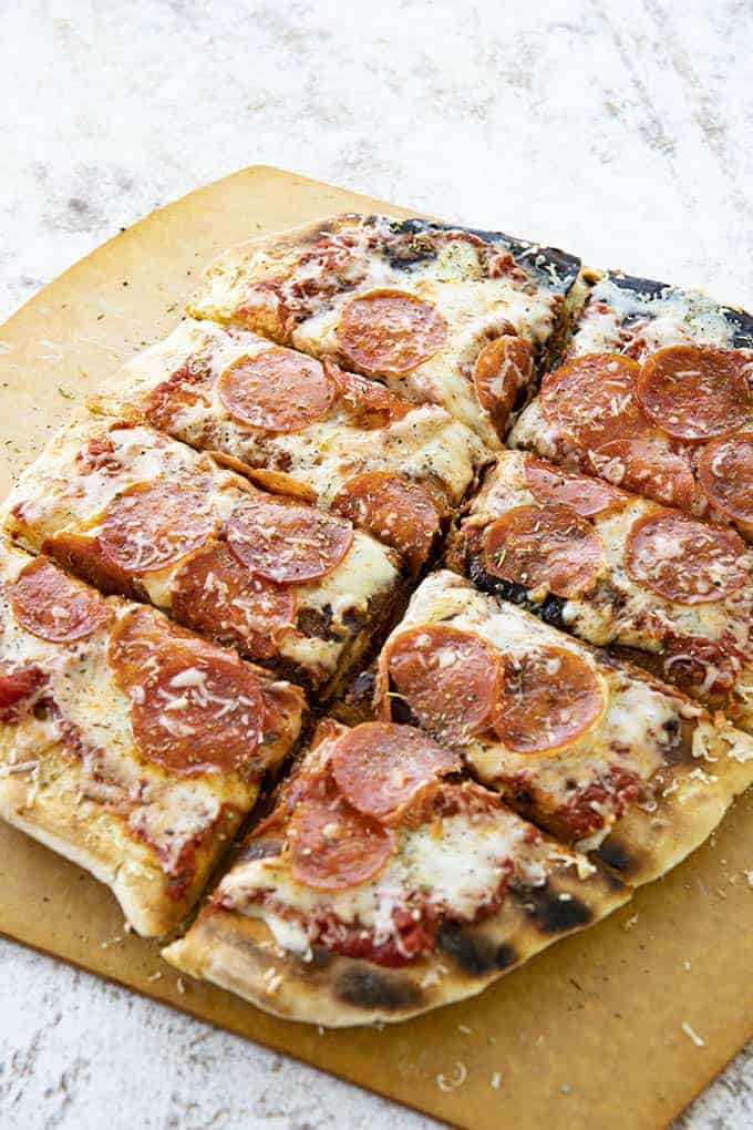 grilled pizza sliced