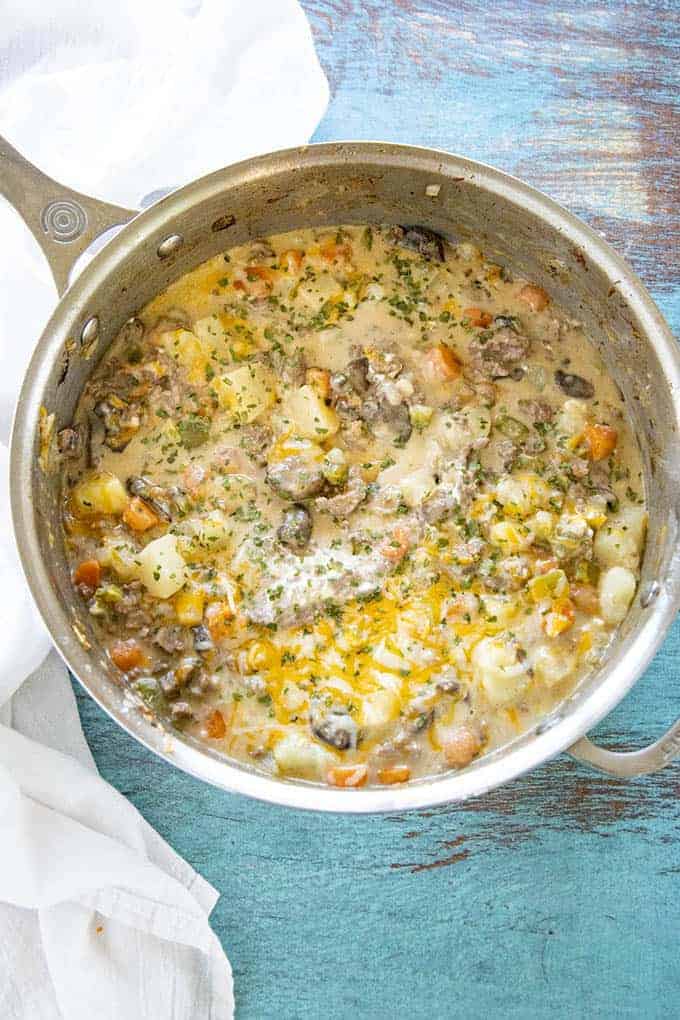 ground beef recipe with ground beef and potatoes in one pan