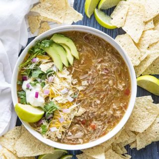instant pot chili verde in a bowl