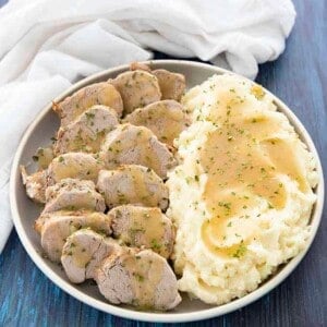 instant pot pork tenderloin on a plate