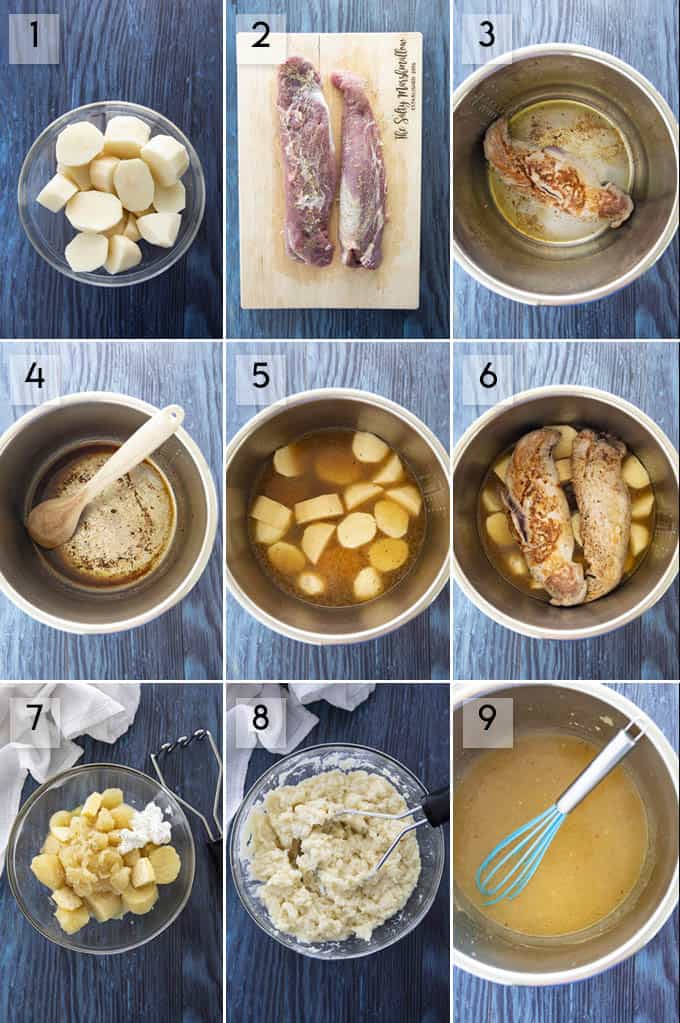 photo collage how to make instant pot pork tenderloin