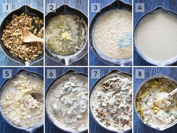 photo collage how to make three cheese rigatoni