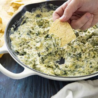 spinach artichoke dip on a chip