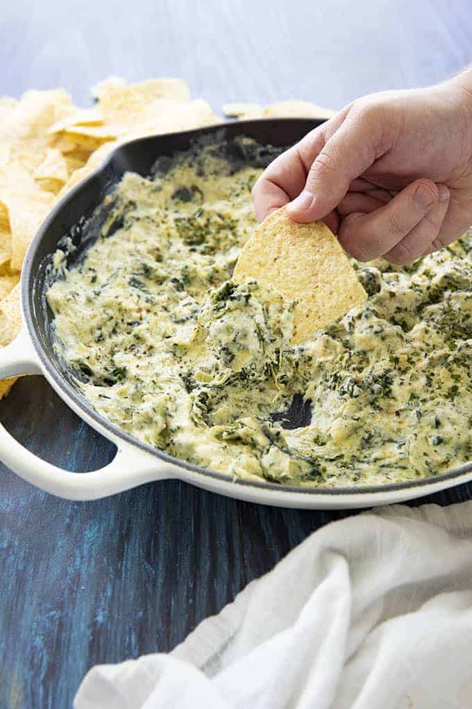 spinach artichoke dip on a chip