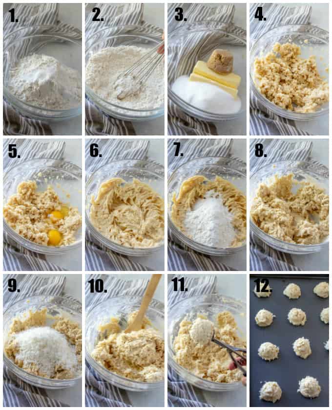 Step by step photos on how to make coconut cookies