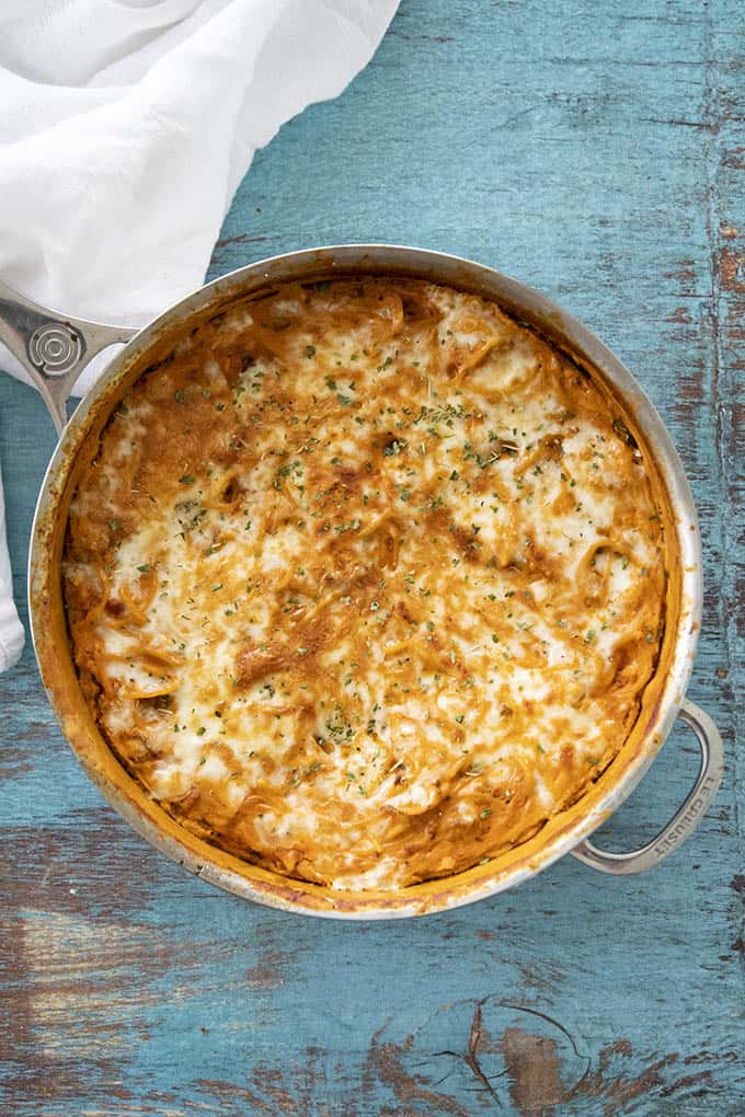 spaghetti pie in a pan