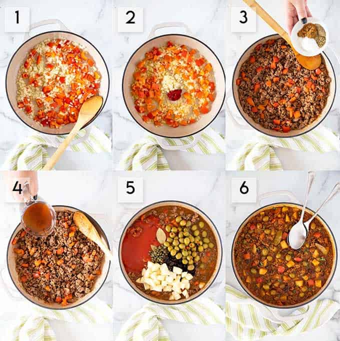 Step by Step photos on how to make Cuban Picadillo