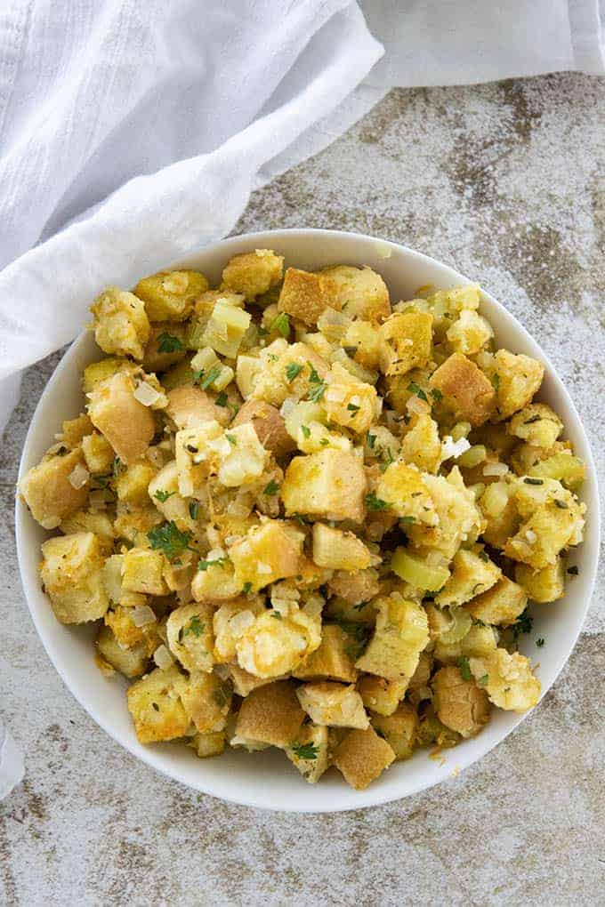 stuffing in a bowl