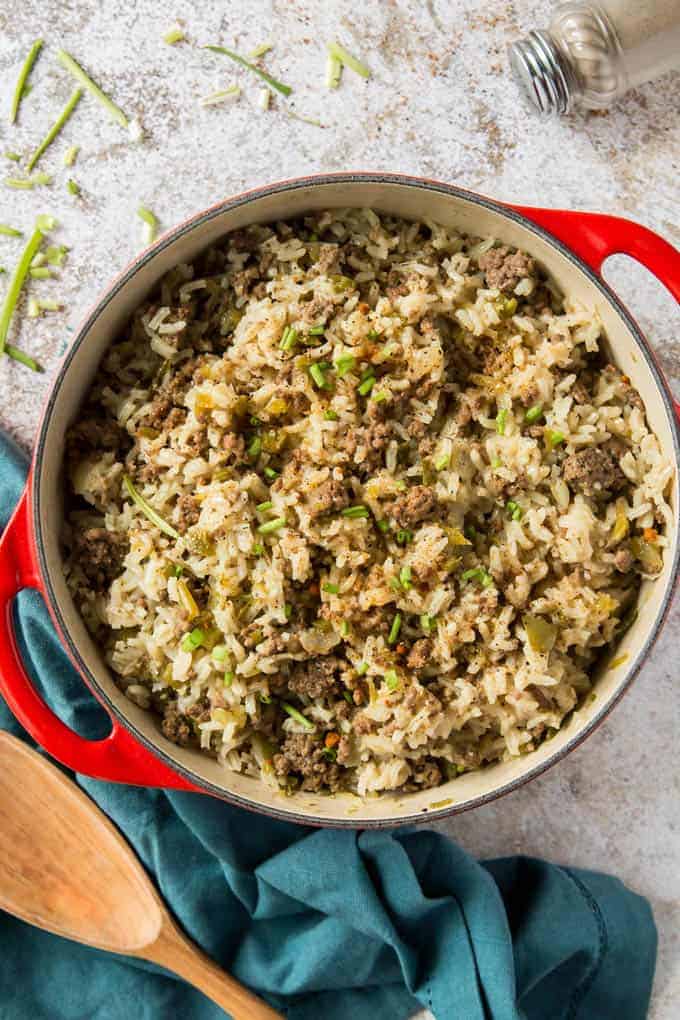 easy dirty rice in a dutch oven