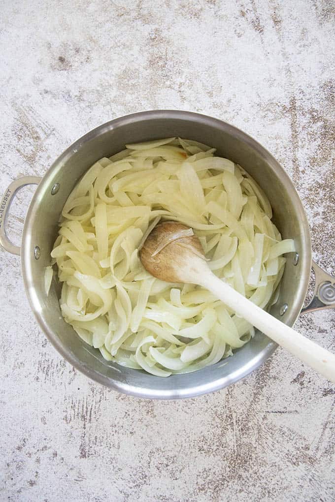 onions in pan