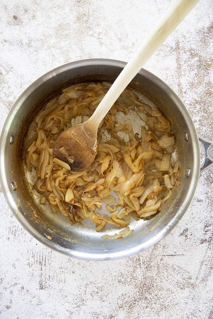 caramelized onions in pan