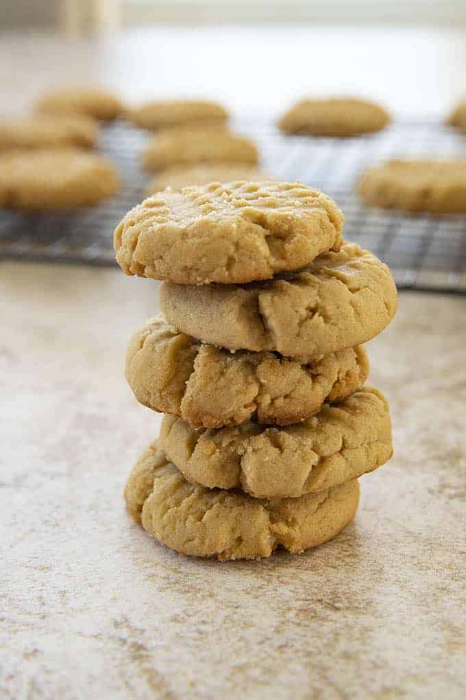 peanut butter cookies in a stack
