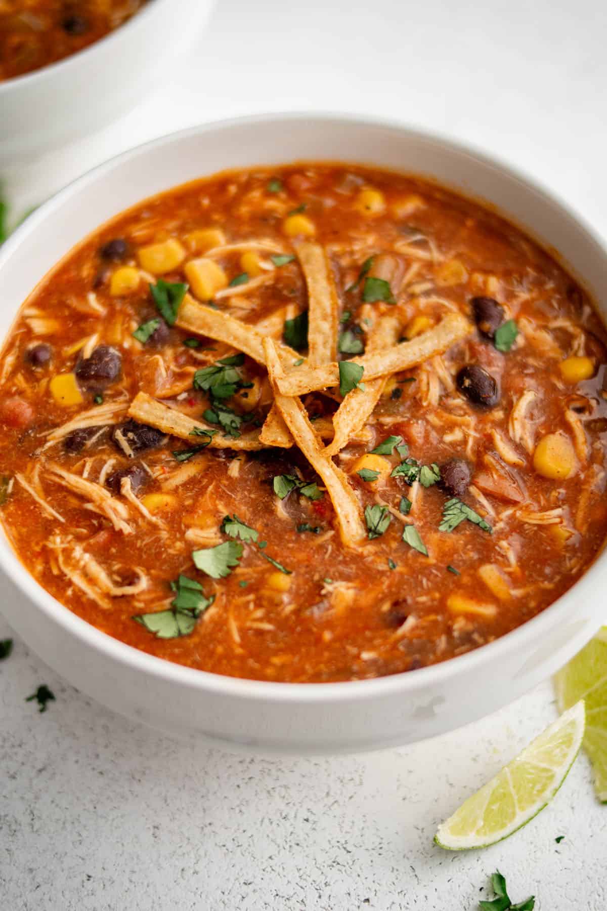 chicken enchilada soup in a bowl