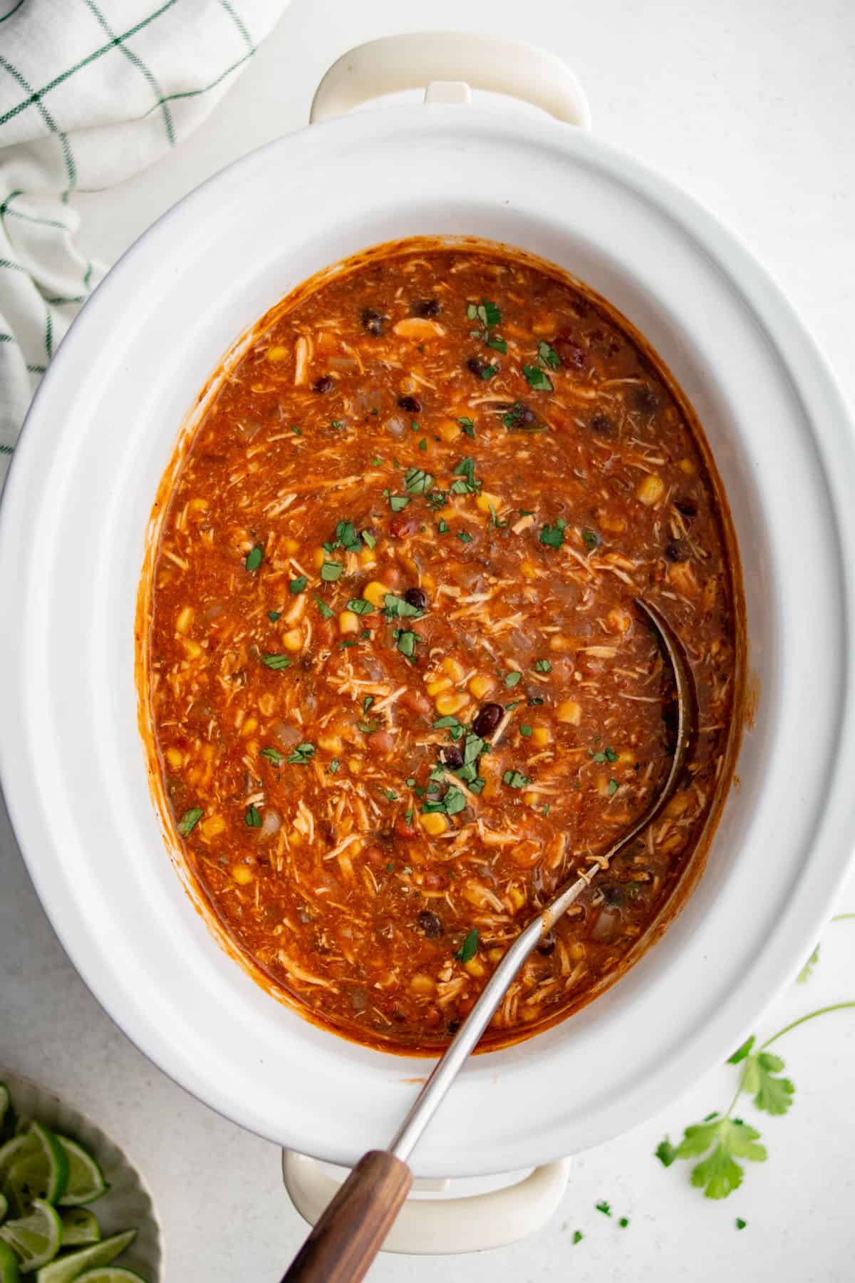 chicken enchilada soup in a slow cooker