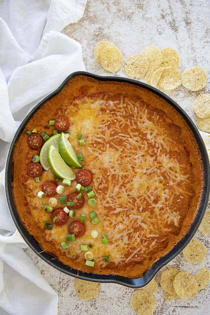 skillet of enchilada dip