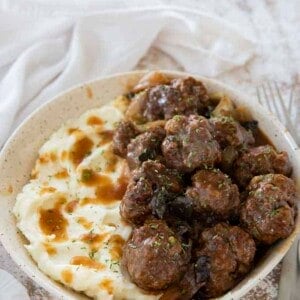 meatballs and gravy in bowl