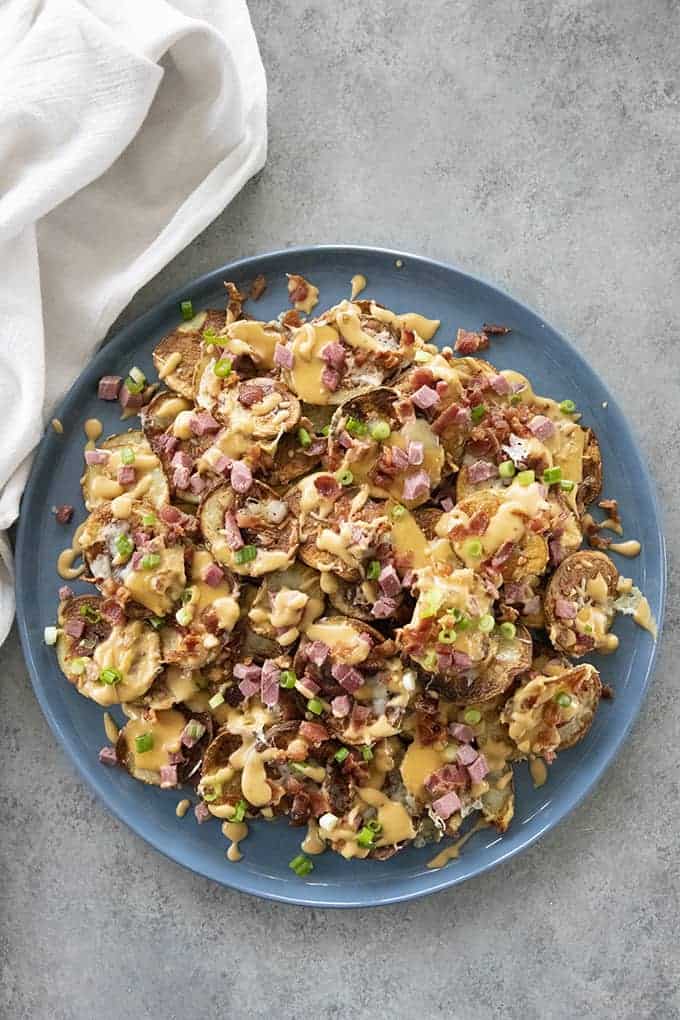 irish nachos on a plate