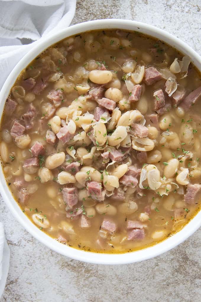 bowl of ham and beans