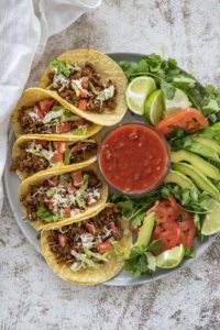 ground beef taco meat in taco shells