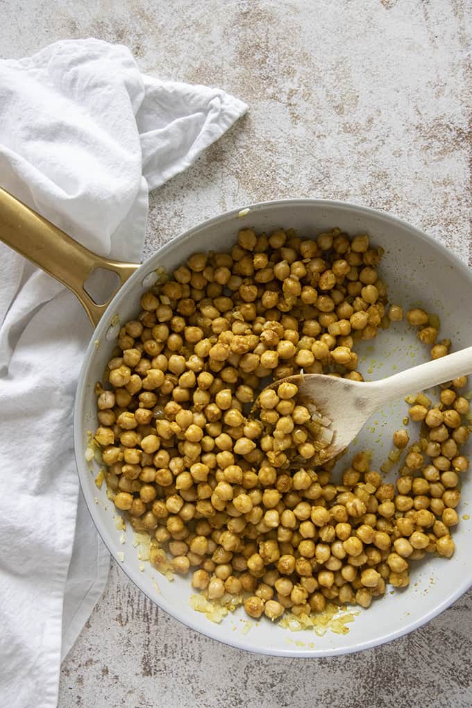 chickpeas in a pan