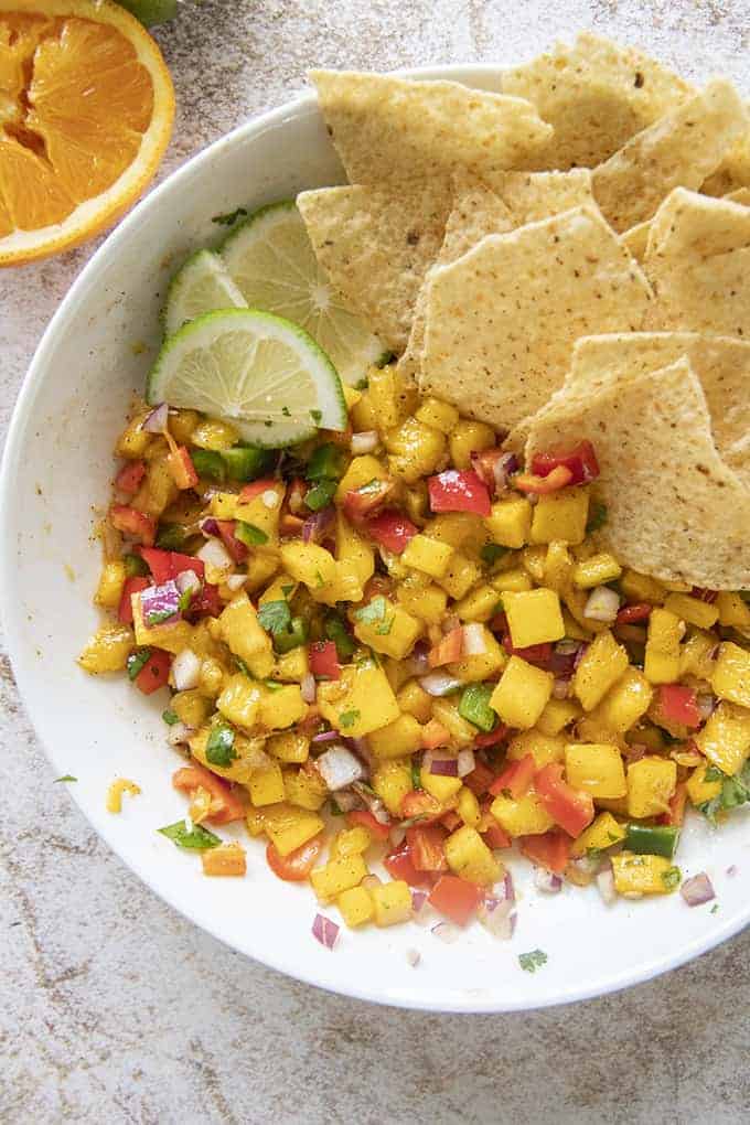 bowl of mango salsa