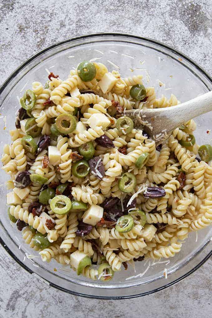 pasta salad with castelvetranos and kalamata olives