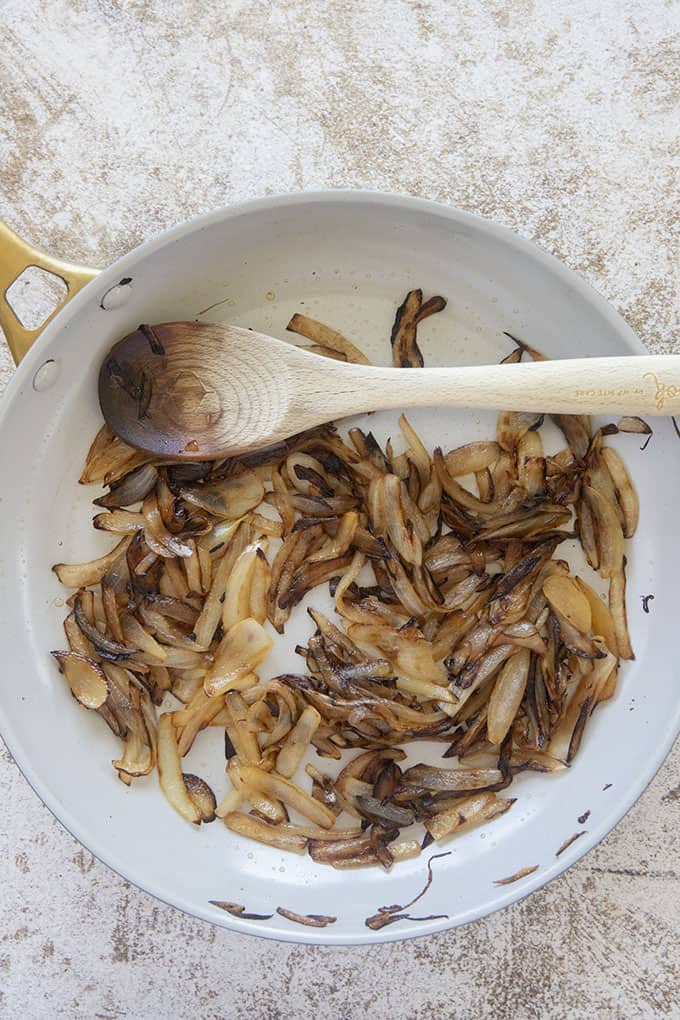 caramelized onions in a pan