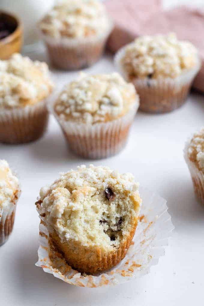 chocolate chip muffins on a table