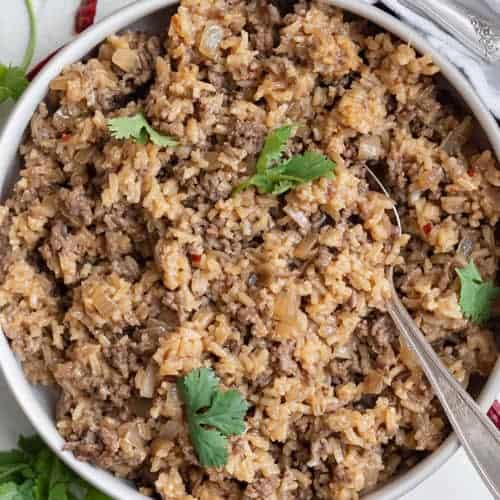 One-Pan Asian Ground Beef and Rice Recipe • FIVEheartHOME