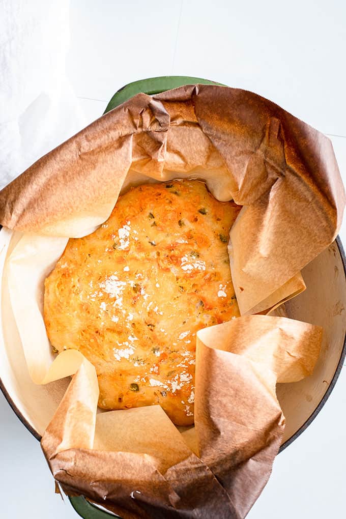 jalapeno cheese bread in dutch oven