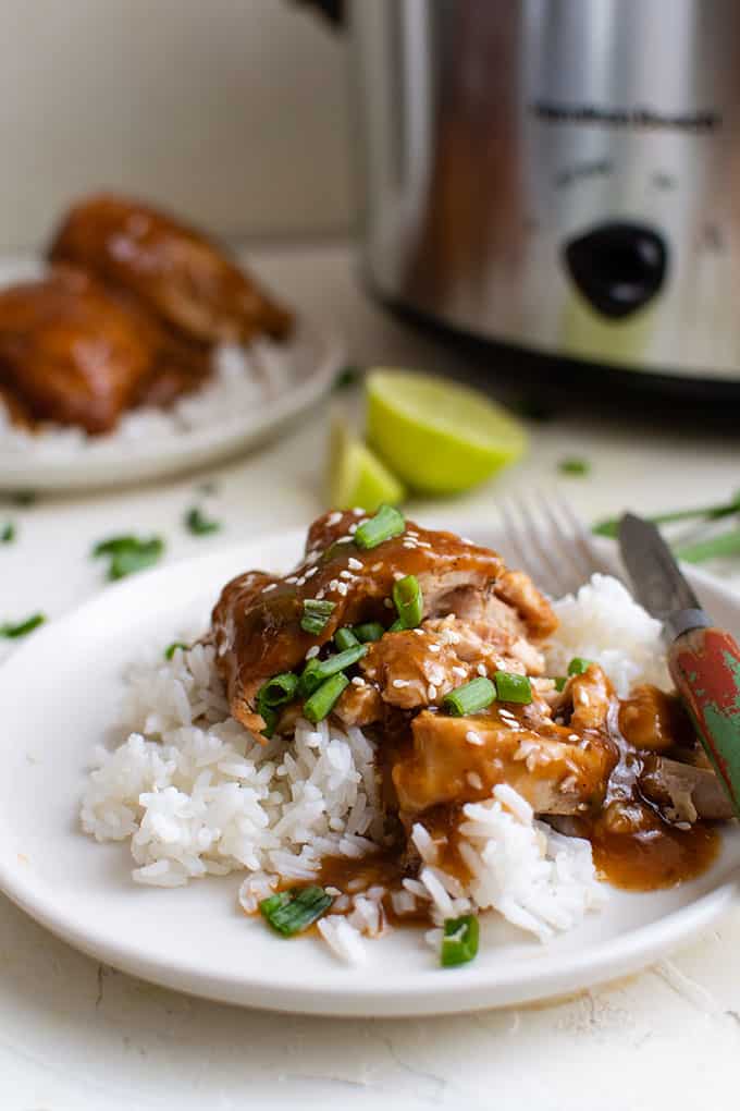 Crockpot poulet teriyaki sur assiette