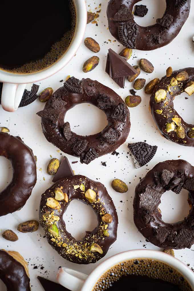 puff pastry donuts with chocolate glaze