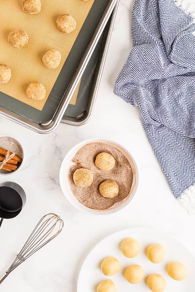 snickerdoodle cookie dough in a bowl