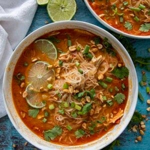 thai chicken soup in a bowl