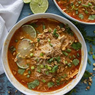 thai chicken soup in a bowl