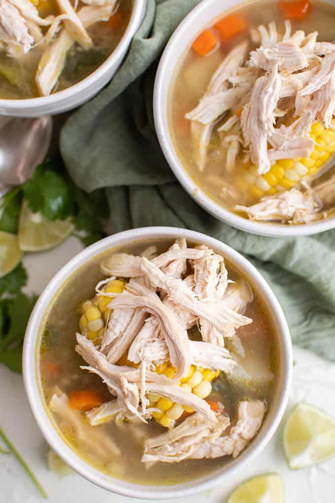 two bowls of caldo de pollo