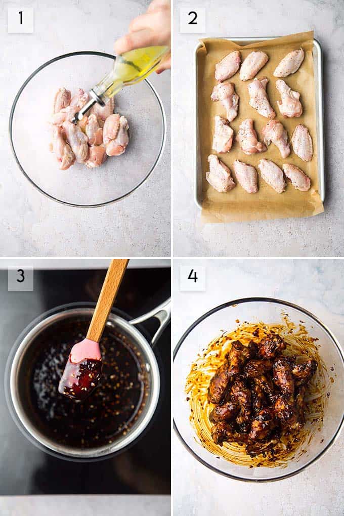 how to make honey garlic wings step by step photo collage