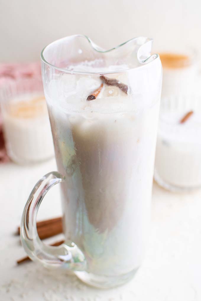 horchata in a pitcher