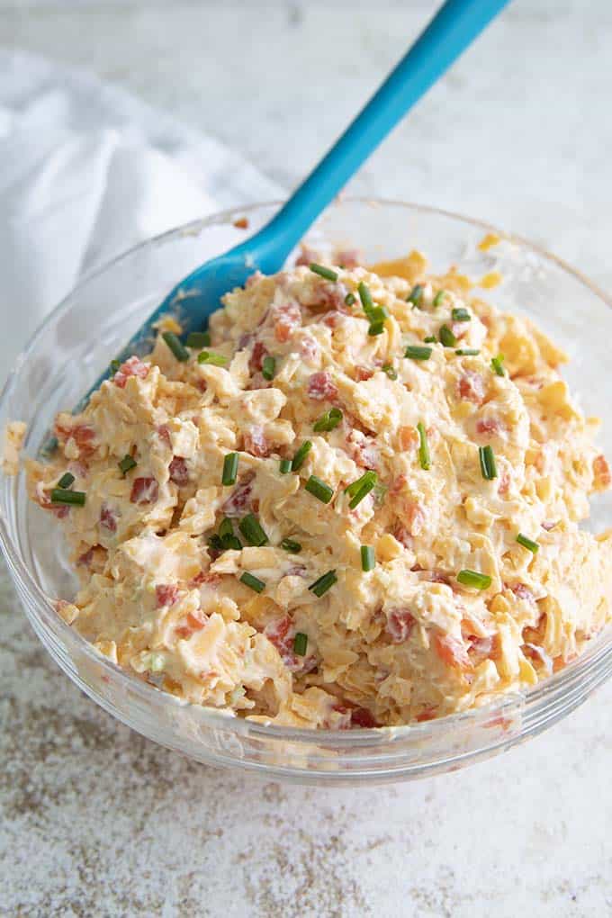 pimento cheese in a large serving bowl