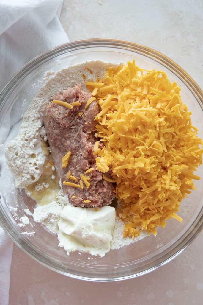 sausage ball mixture in a bowl