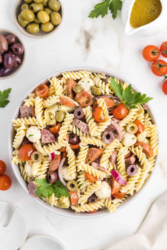 photo of antipasto style pasta salad