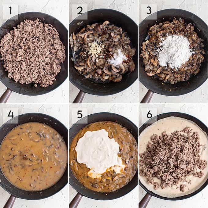 how to make ground beef stroganoff photo collage