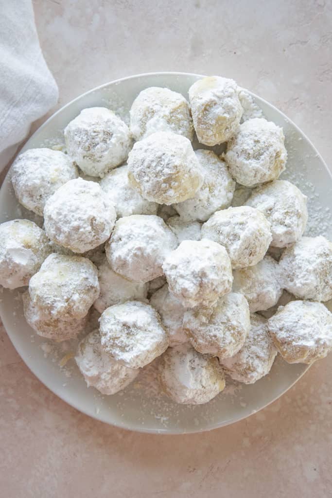 plate of snowball cookies