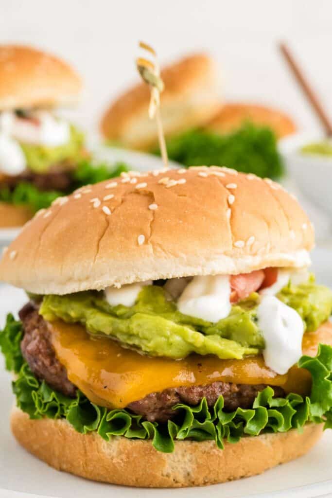 grilled taco burgers with taco toppings