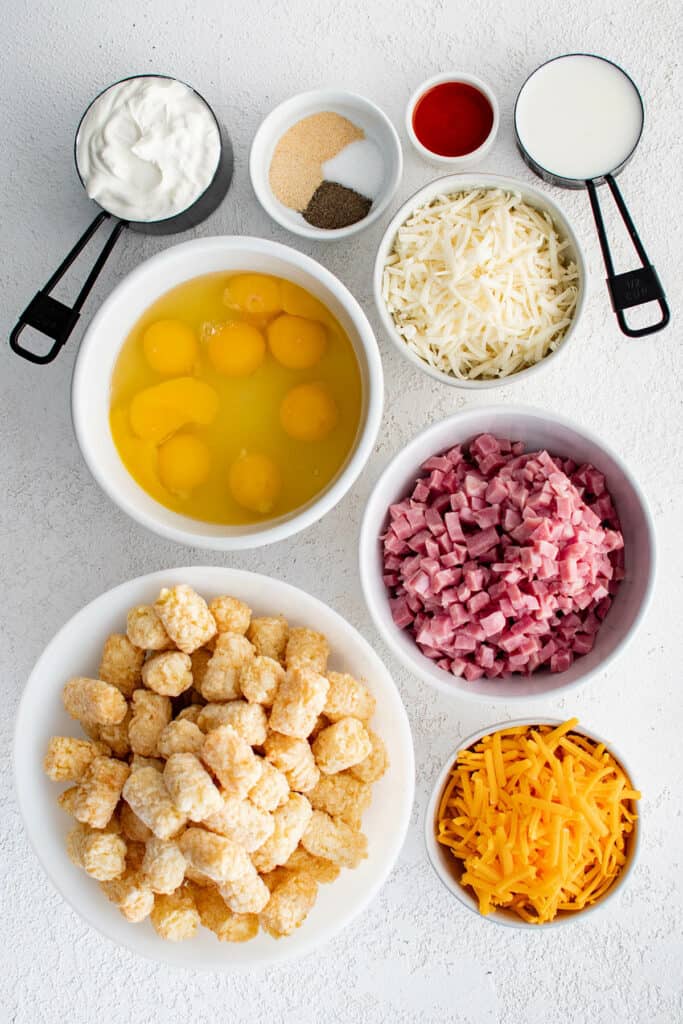 ingredients to make tater tot breakfast casserole