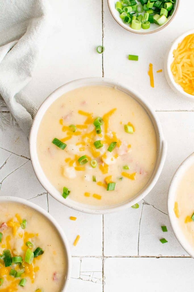 instant pot potato soup in a bowl