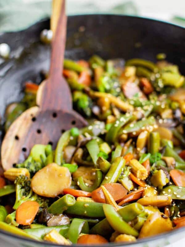 stir fried vegetables in a pan