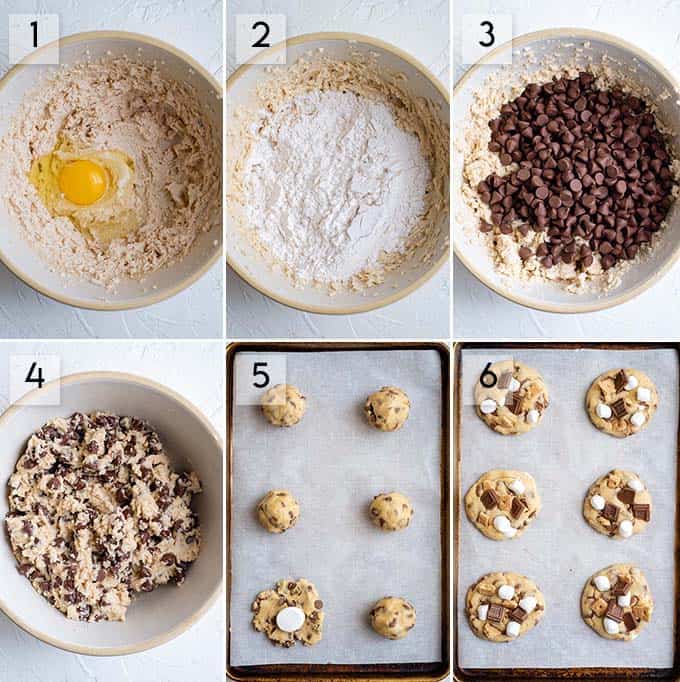 how to make s'mores cookies collage