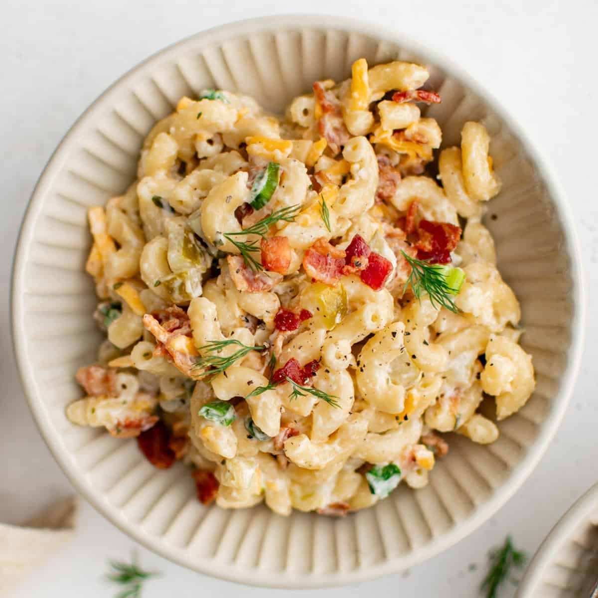 Bacon Ranch Dill Pickle Pasta Salad